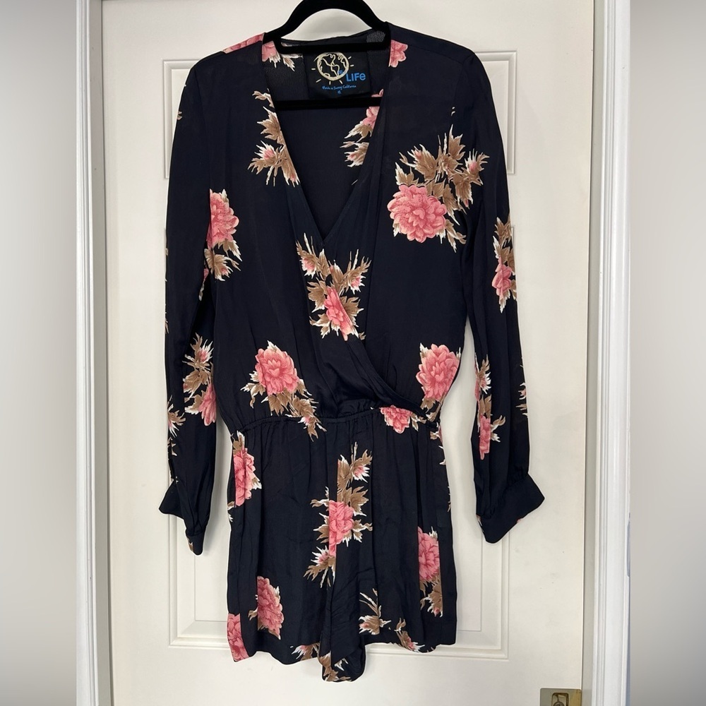 Blue Life Floral Long Sleeve‎ Romper